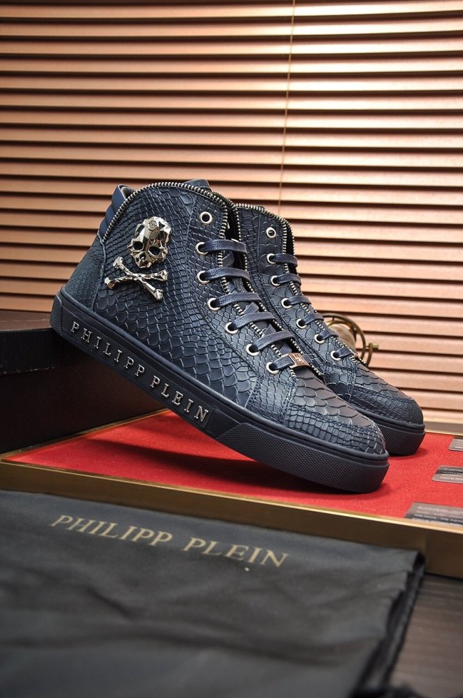 Philipp Plein Men Shoes Sneakers High Top Sneaker Fashion Design Luxury Brand Ankle Boots with Original Box