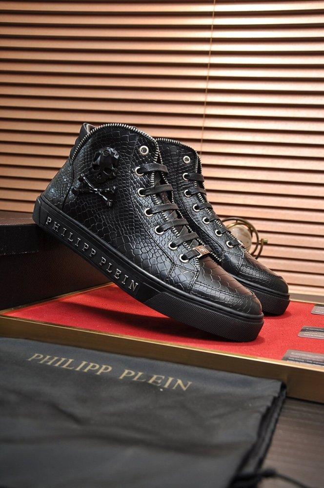 Philipp Plein Men Shoes Sneakers High Top Sneaker Fashion Design Luxury Brand Ankle Boots with Original Box