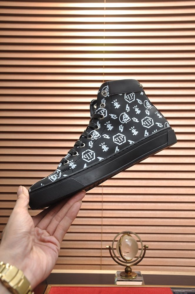 Philipp Plein Men Shoes Sneakers High Top Sneaker Fashion Design Luxury Brand Ankle Boots with Original Box