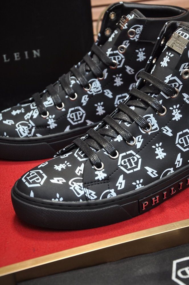 Philipp Plein Men Shoes Sneakers High Top Sneaker Fashion Design Luxury Brand Ankle Boots with Original Box