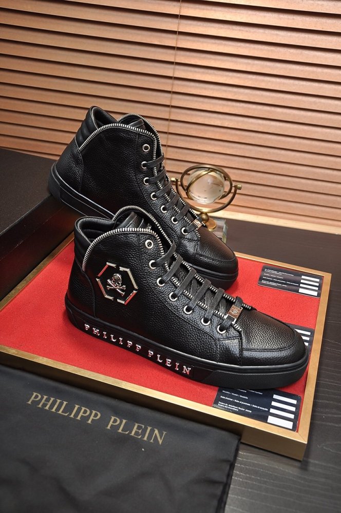 Philipp Plein Men Shoes Sneakers High Top Sneaker Fashion Design Luxury Brand Ankle Boots with Original Box