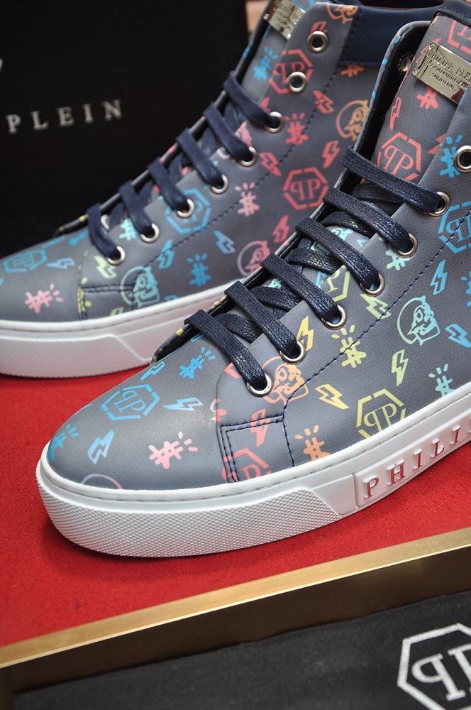 Philipp Plein Men Shoes Sneakers High Top Sneaker Fashion Design Luxury Brand Ankle Boots with Original Box