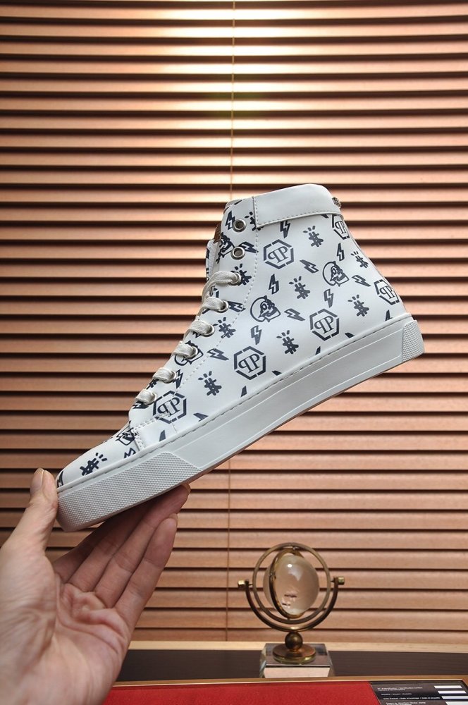 Philipp Plein Men Shoes Sneakers High Top Sneaker Fashion Design Luxury Brand Ankle Boots with Original Box