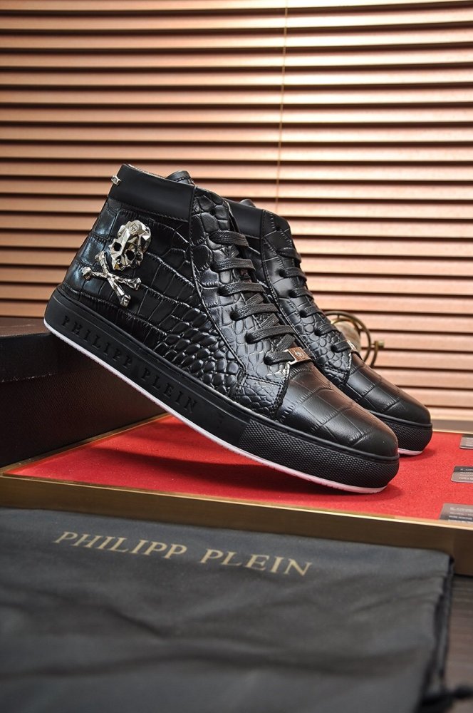 Philipp Plein Men Shoes Sneakers High Top Sneaker Fashion Design Luxury Brand Ankle Boots with Original Box
