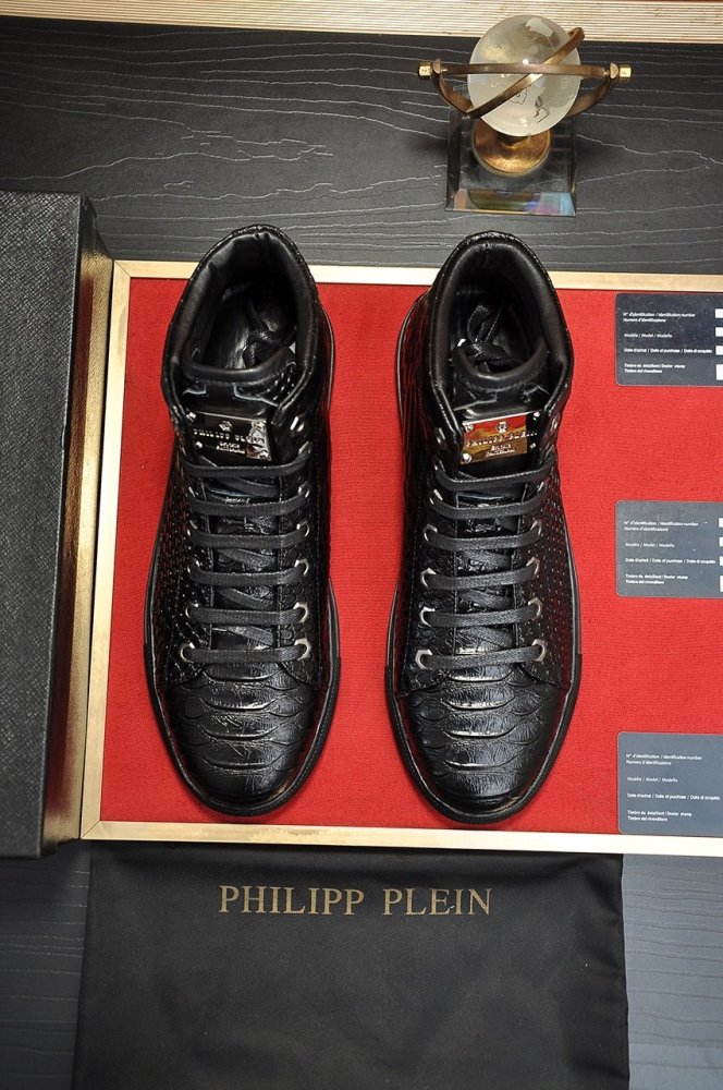 Philipp Plein Men Shoes Sneakers High Top Sneaker Fashion Design Luxury Brand Ankle Boots with Original Box