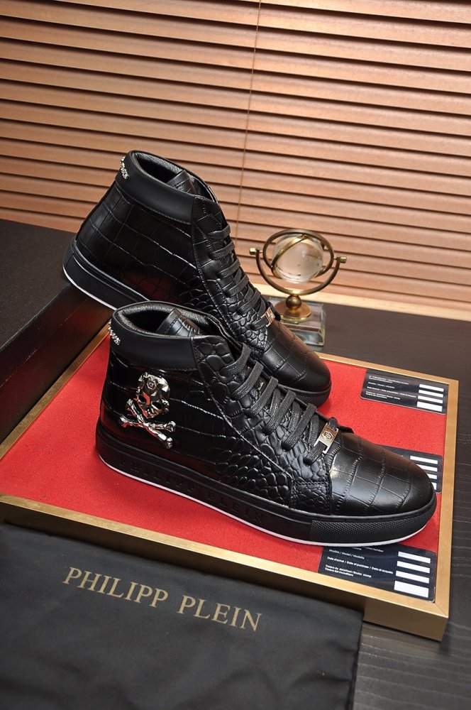 Philipp Plein Men Shoes Sneakers High Top Sneaker Fashion Design Luxury Brand Ankle Boots with Original Box