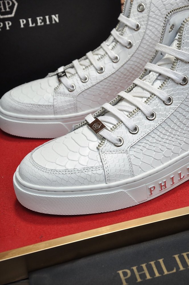 Philipp Plein Men Shoes Sneakers High Top Sneaker Fashion Design Luxury Brand Ankle Boots with Original Box