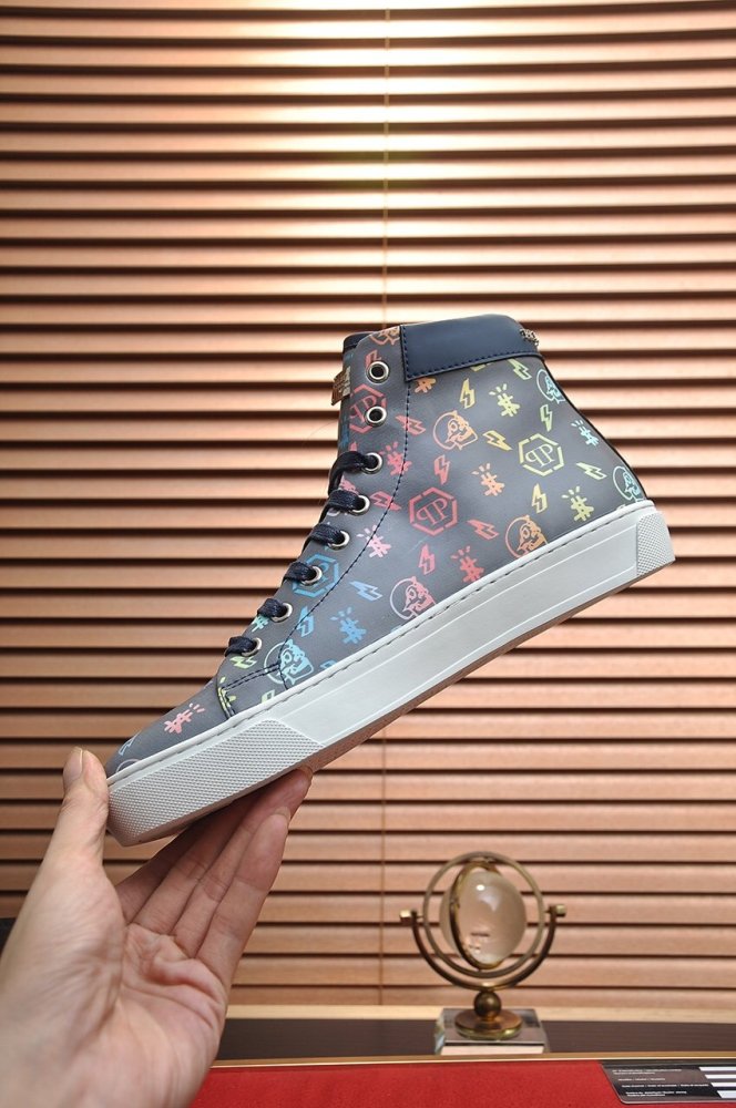 Philipp Plein Men Shoes Sneakers High Top Sneaker Fashion Design Luxury Brand Ankle Boots with Original Box