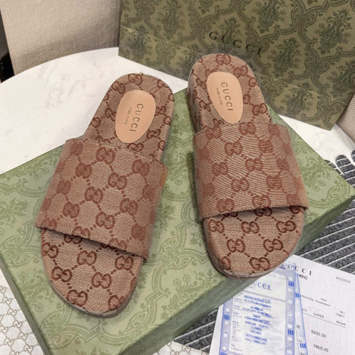 Gucci Womens Shoes Sandals Slides Slippers Luxury Brand Thick Sole Design Women's GG canvas slide sandal with Original Box 624695 H6320 9763