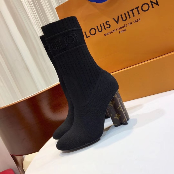 Louis Vuitton Womens Shoes Fashion Ankle Boots Luxury Brand SILHOUETTE ANKLE BOOT 10cm with Original Box