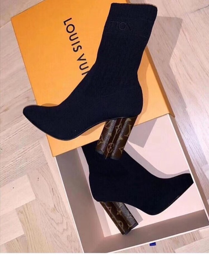Louis Vuitton Womens Shoes Fashion Ankle Boots Luxury Brand SILHOUETTE ANKLE BOOT 10cm with Original Box