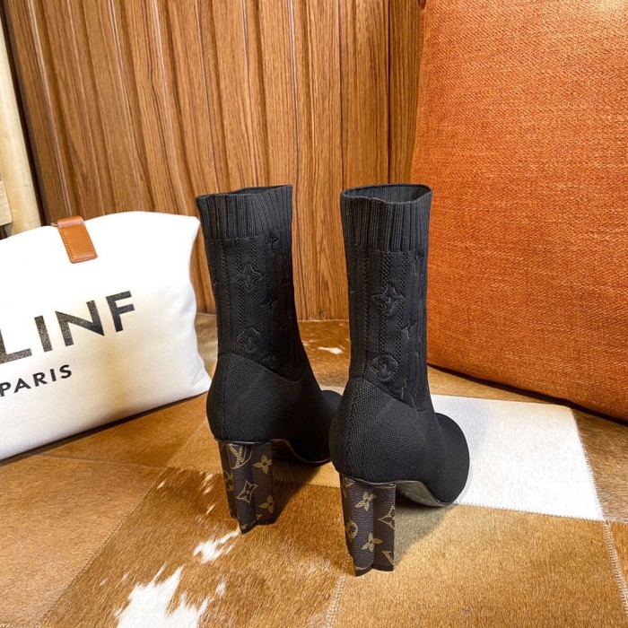 Louis Vuitton Womens Shoes Fashion Ankle Boots Luxury Brand SILHOUETTE ANKLE BOOT 10cm with Original Box
