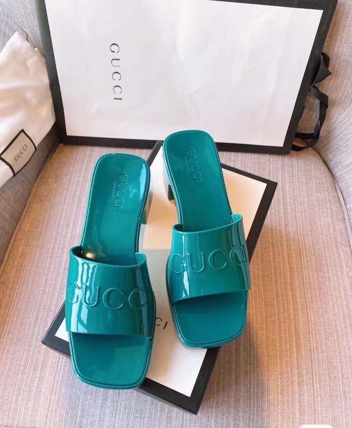 Gucci Womens Shoes Sandals Slides Slippers Luxury Brand Thick Sole 5cm Heel Design Women's GG slide sandal with Original Box