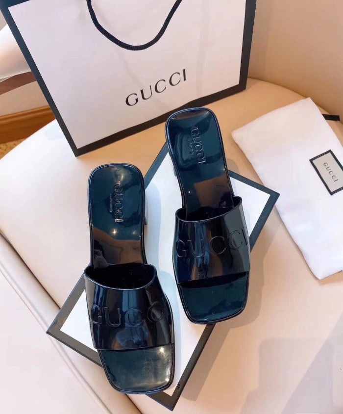 Gucci Womens Shoes Sandals Slides Slippers Luxury Brand Thick Sole 5cm Heel Design Women's GG slide sandal with Original Box