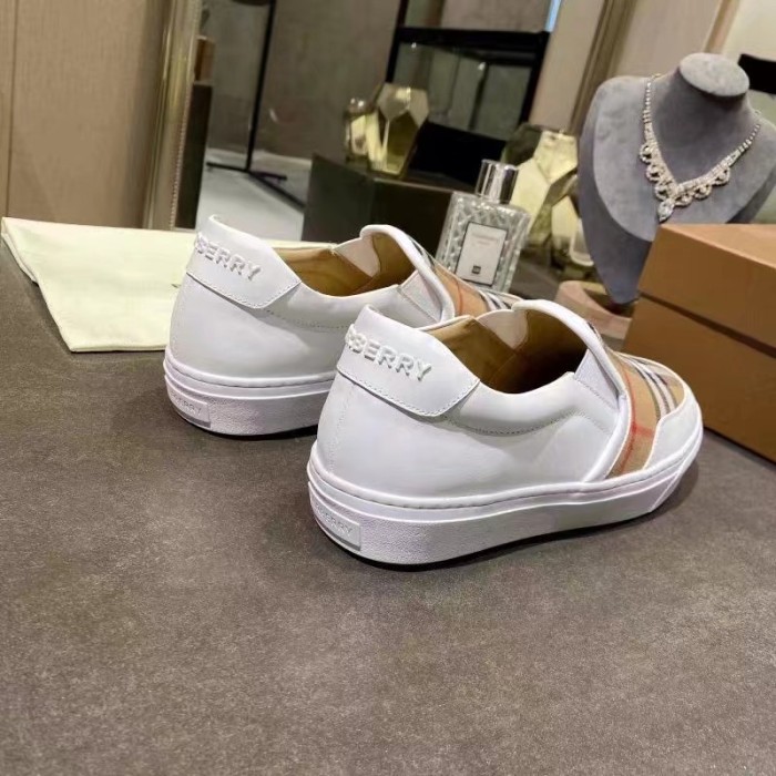 Burberry Women Shoes Sneakers Sports Design Luxury Brand Leather and Vintage Check Slip-on Sneakers