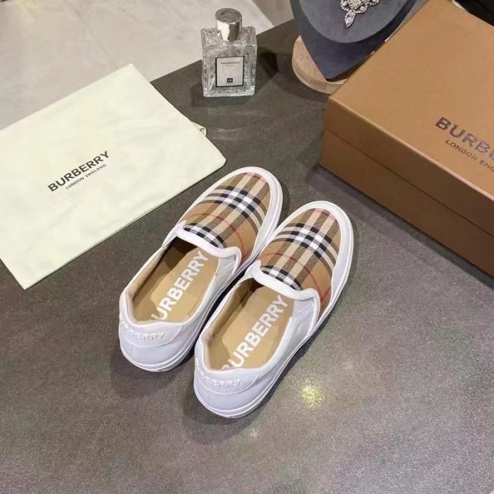 Burberry Women Shoes Sneakers Sports Design Luxury Brand Leather and Vintage Check Slip-on Sneakers