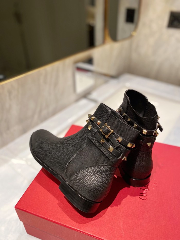 Valentino Garavani Women Fashion Ankle Boots Luxury Brand Vlogo Signature Calfskin Combat Boot with Original Box