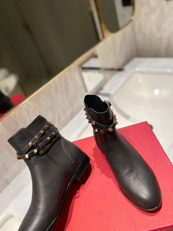 Valentino Garavani Women Fashion Ankle Boots Luxury Brand Vlogo Signature Calfskin Combat Boot with Original Box