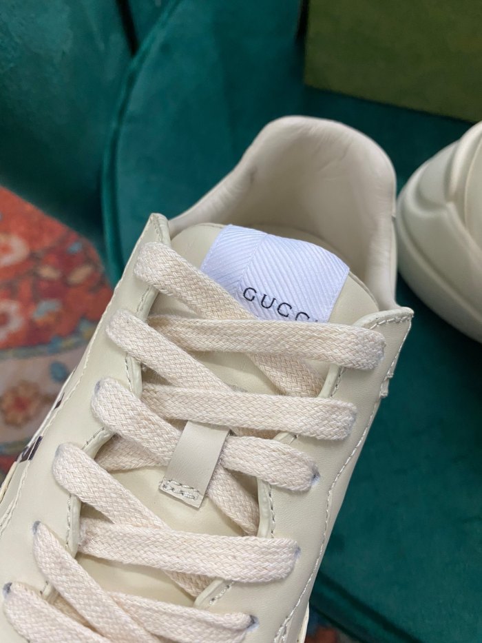 Gucci Mens Shoes Sneakers Luxury Brand Men's Rhyton leather sneaker with Original Box
