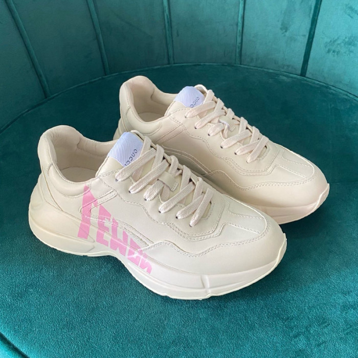 Gucci Women Shoes Women's Rhyton Gucci logo leather sneaker Luxury Brand with Original Box