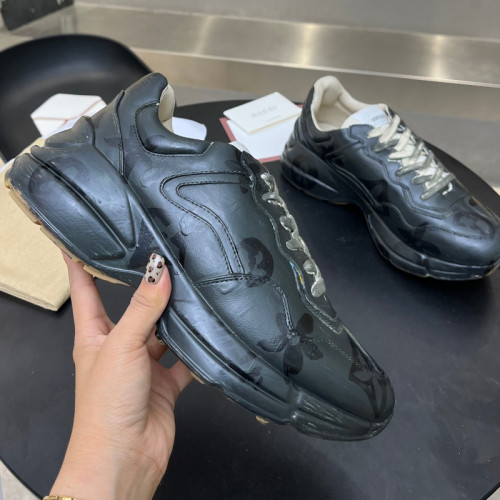 Gucci Mens Shoes Sneakers Luxury Brand Men's Rhyton leather sneaker with Original Box