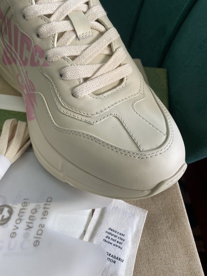 Gucci Women Shoes Women's Rhyton Gucci logo leather sneaker Luxury Brand with Original Box