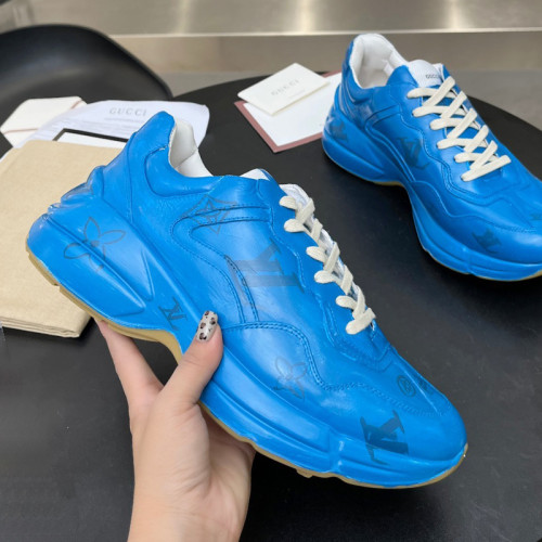 Gucci Mens Shoes Sneakers Luxury Brand Men's Rhyton leather sneaker with Original Box