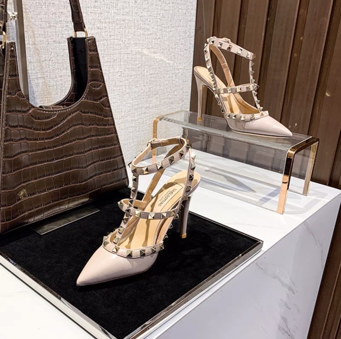 Valentino Womens Shoes ROCKSTUD SLINGBACK PUMP WITH SCULPTED HEEL IN KIDSKIN