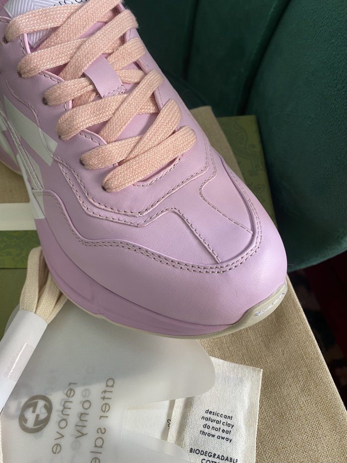 Gucci Women Shoes Women's Rhyton Gucci logo leather sneaker Luxury Brand with Original Box