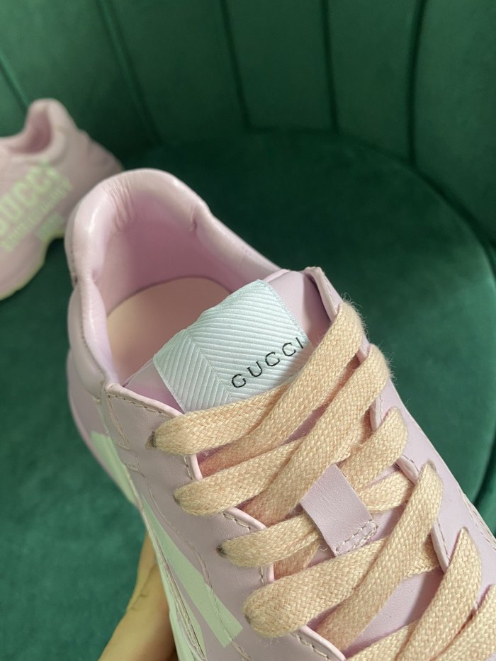 Gucci Women Shoes Women's Rhyton Gucci logo leather sneaker Luxury Brand with Original Box