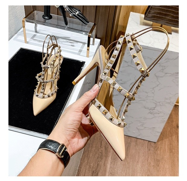 Valentino Womens Shoes ROCKSTUD SLINGBACK PUMP WITH SCULPTED HEEL IN KIDSKIN