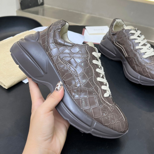 Gucci Mens Shoes Sneakers Luxury Brand Men's Rhyton leather sneaker with Original Box