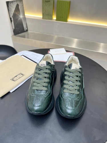 Gucci Mens Shoes Sneakers Luxury Brand Men's Rhyton leather sneaker with Original Box