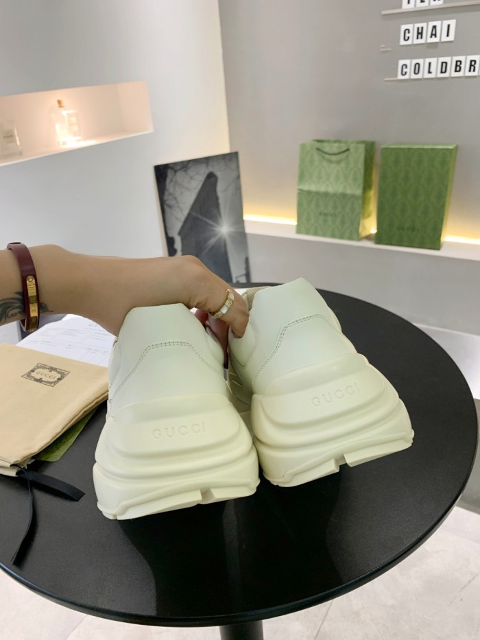 Gucci Mens Shoes Sneakers Luxury Brand Men's Rhyton leather sneaker with Original Box