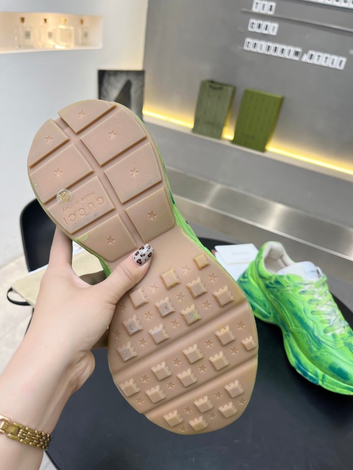 Gucci Women Shoes Women's Rhyton Gucci logo leather sneaker Luxury Brand with Original Box