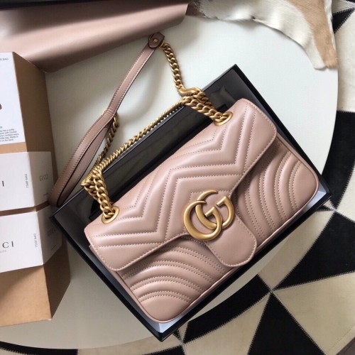 Gucci Womens Bags Shoulder Messenger Bag Luxury Brand Dusty Pink Leather GG Marmont Matelassé Shoulder Bag 443497 DTDIT 5729