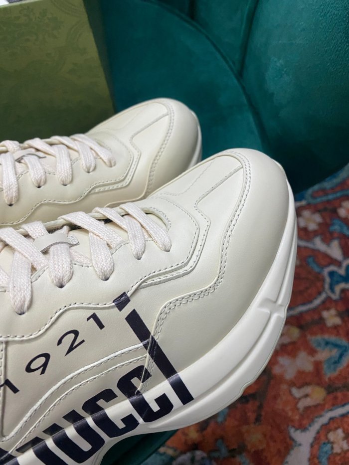 Gucci Women Shoes Women's Rhyton Gucci logo leather sneaker Luxury Brand with Original Box