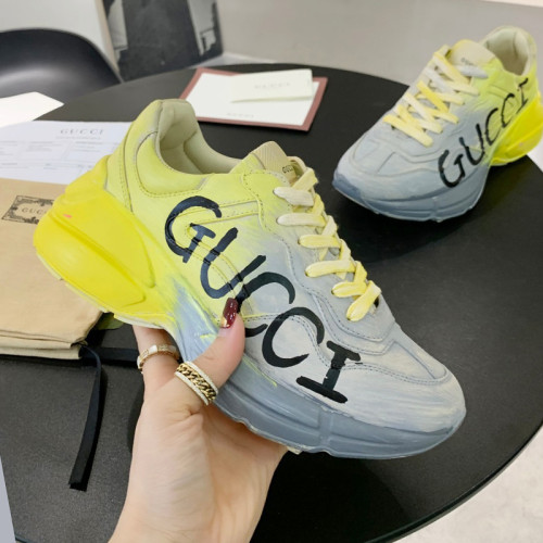 Gucci Women Shoes Women's Rhyton Gucci logo leather sneaker Luxury Brand with Original Box