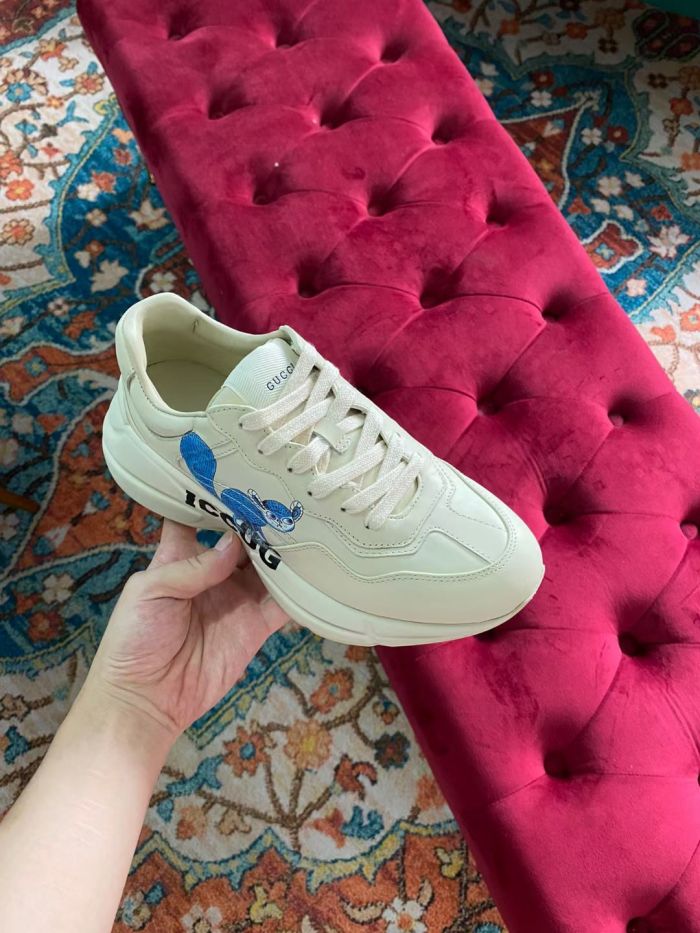 Gucci Women Shoes Women's Rhyton Gucci logo leather sneaker Luxury Brand with Original Box