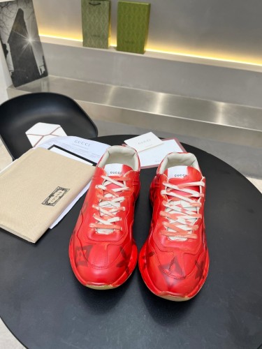 Gucci Women Shoes Women's Rhyton Gucci logo leather sneaker Luxury Brand with Original Box