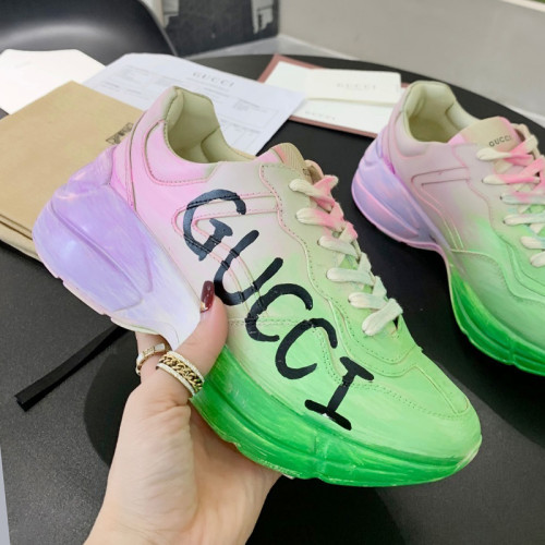 Gucci Women Shoes Women's Rhyton Gucci logo leather sneaker Luxury Brand with Original Box