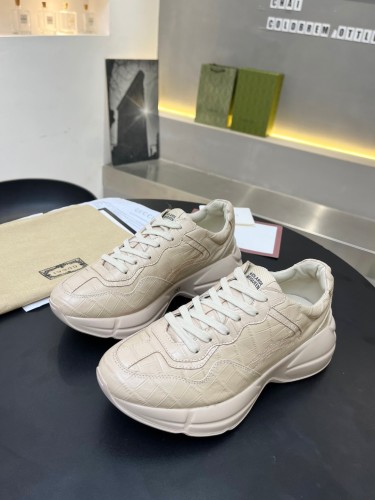 Gucci Women Shoes Women's Rhyton Gucci logo leather sneaker Luxury Brand with Original Box
