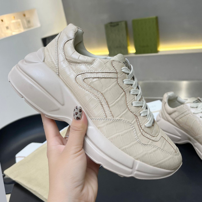 Gucci Women Shoes Women's Rhyton Gucci logo leather sneaker Luxury Brand with Original Box