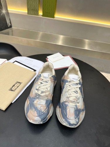 Gucci Women Shoes Women's Rhyton Gucci logo leather sneaker Luxury Brand with Original Box