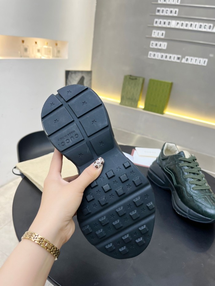 Gucci Women Shoes Women's Rhyton Gucci logo leather sneaker Luxury Brand with Original Box