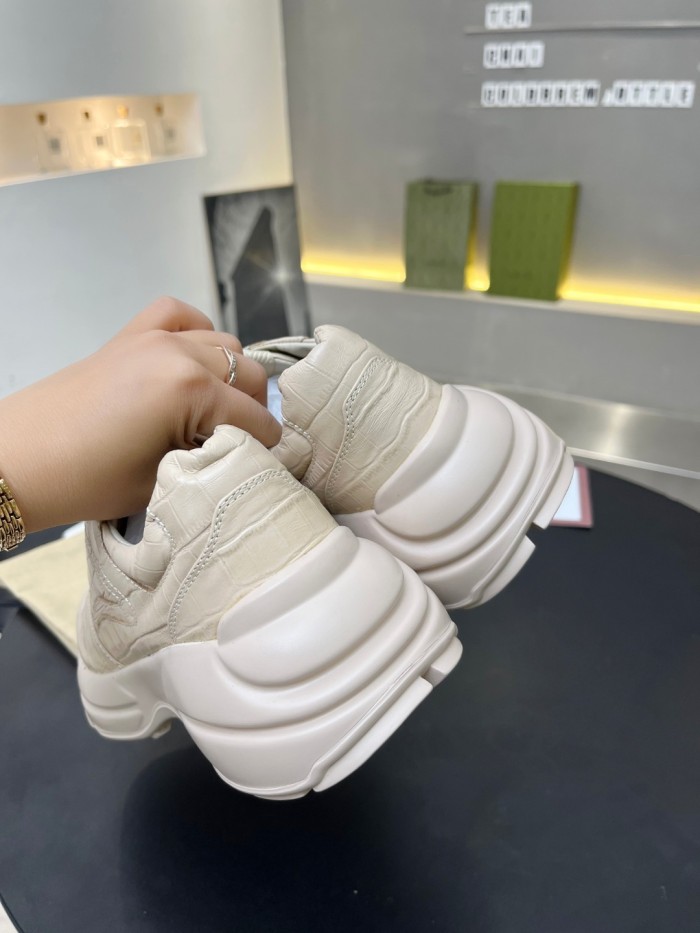 Gucci Women Shoes Women's Rhyton Gucci logo leather sneaker Luxury Brand with Original Box
