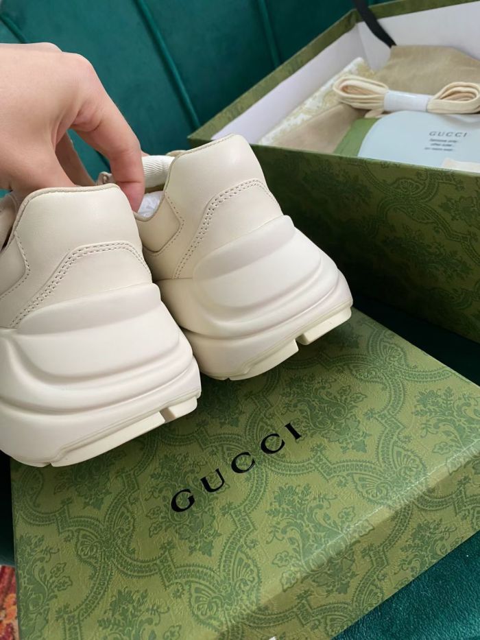 Gucci Women Shoes Women's Rhyton Gucci logo leather sneaker Luxury Brand with Original Box