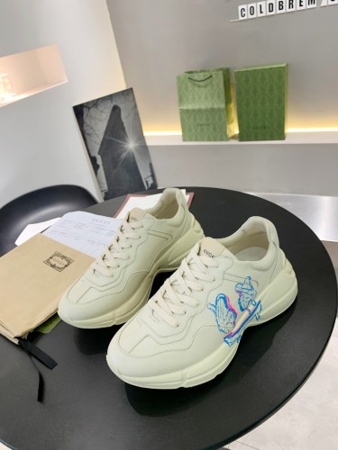 Gucci Women Shoes Women's Rhyton Gucci logo leather sneaker Luxury Brand with Original Box