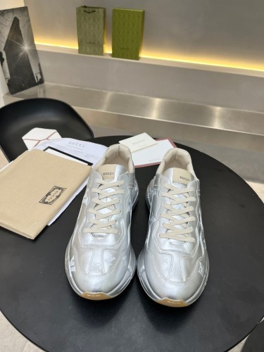 Gucci Women Shoes Women's Rhyton Gucci logo leather sneaker Luxury Brand with Original Box