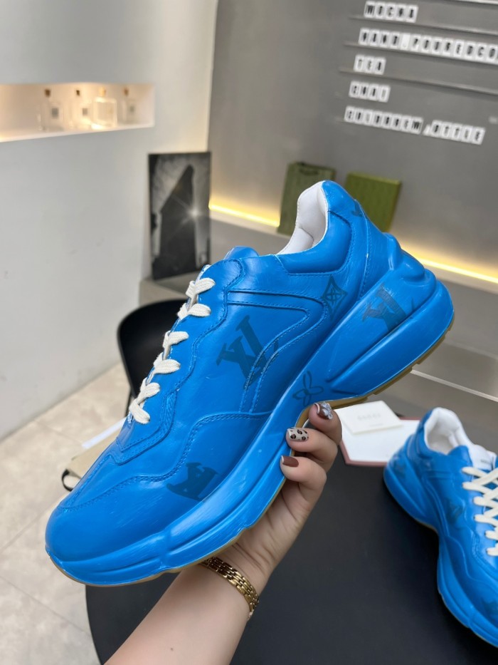 Gucci Women Shoes Women's Rhyton Gucci logo leather sneaker Luxury Brand with Original Box